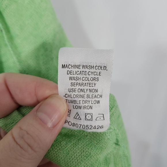 Woman Within Duster Cardigan Size 2X (26/28) Lime Green Lightweight‎ Linen Blend - Picture 5 of 7